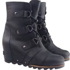 SOREL Joan of Arctic Wedges Mid Ankle Boots Winter booties Waterproof Black sz 7